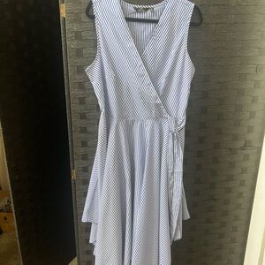 Mlle Gabrielle Blue and White Asymmetrical Dress